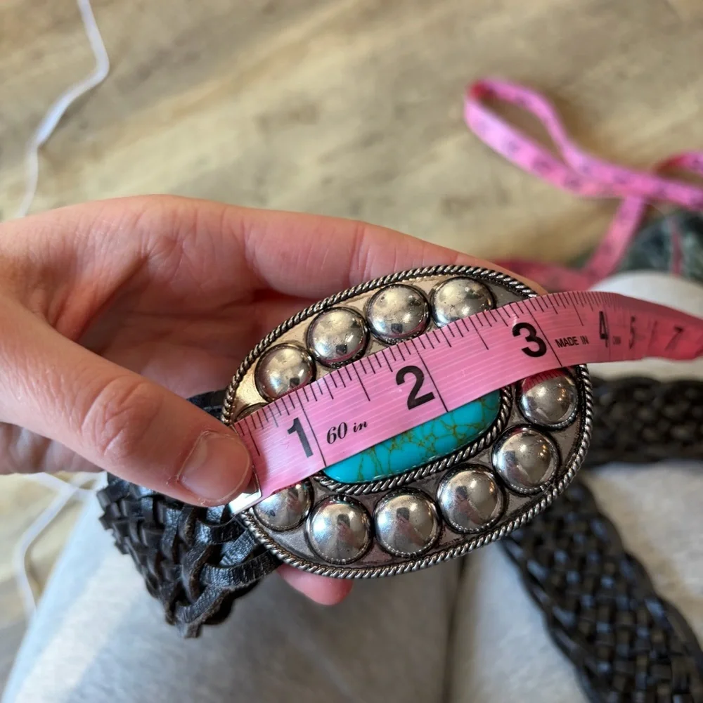 MNG Tropez Leather Woven Belt - Picture 4 of 15